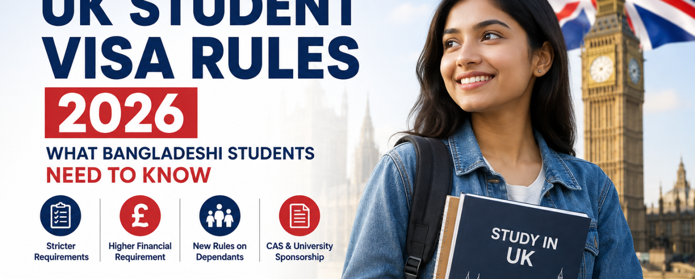 Discover the latest UK Student Visa rules for Bangladeshi students in 2026, including financial requirements, dependants, CAS, documents and visa guidance.